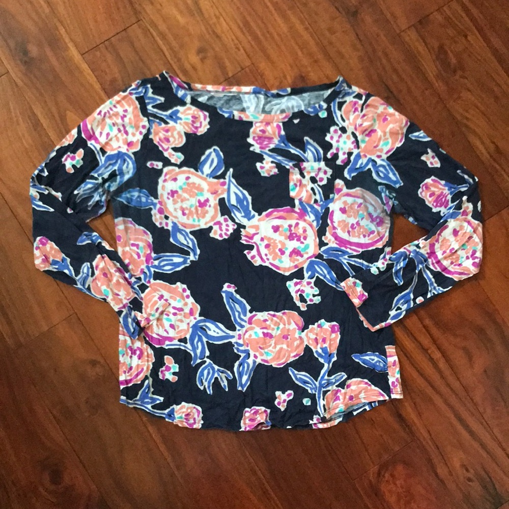 Lily Pulitzer Tayla Top Blue Pom Poms
